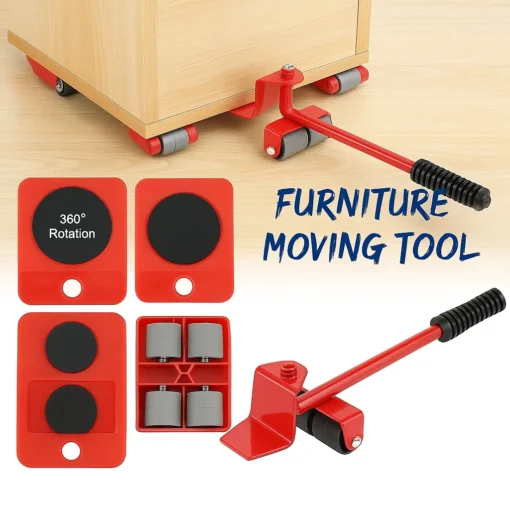 Furniture moving tool set with lifter and wheeled sliders